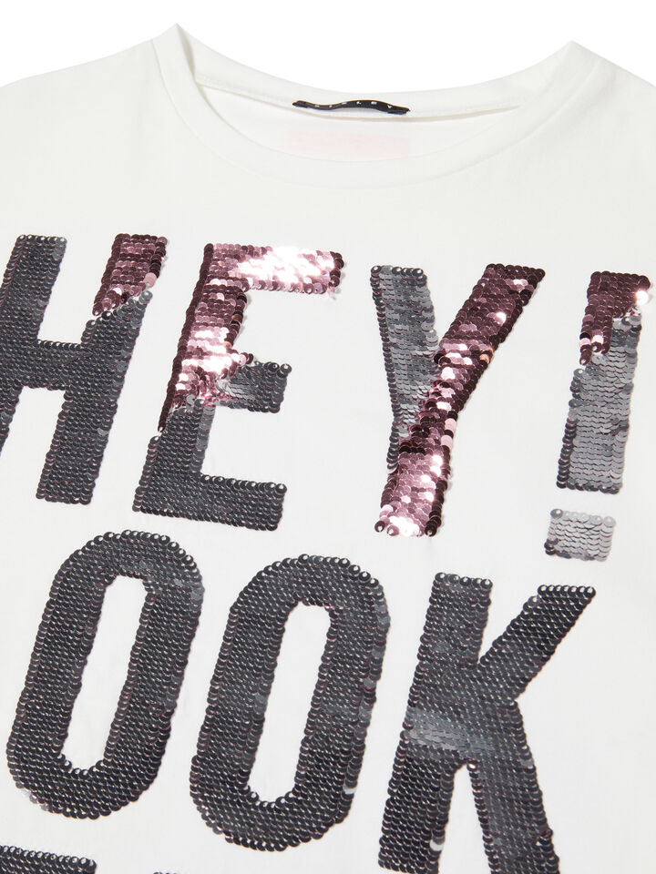 T-shirt with flip-up sequins - girls' short sleeve t-shirts - White | Sisley Young image number 3